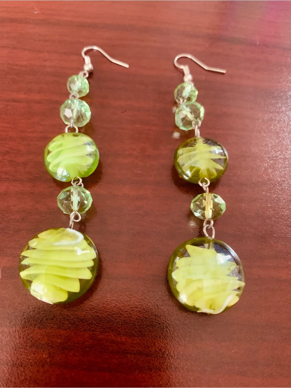 Lime Green Glass Drop Earrings –Handcrafted Women’s Jewelry